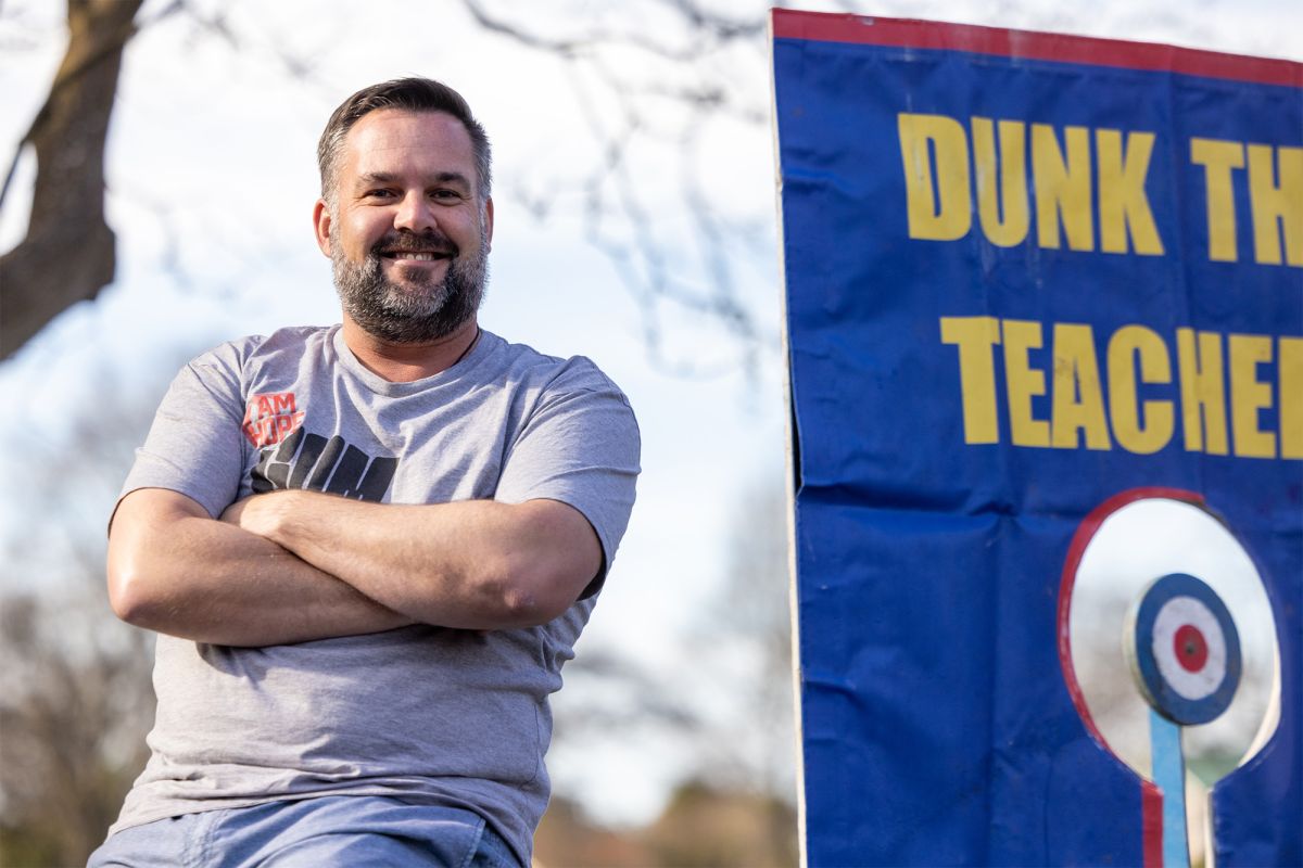 Matt Parr getting dunked in water for charity.
