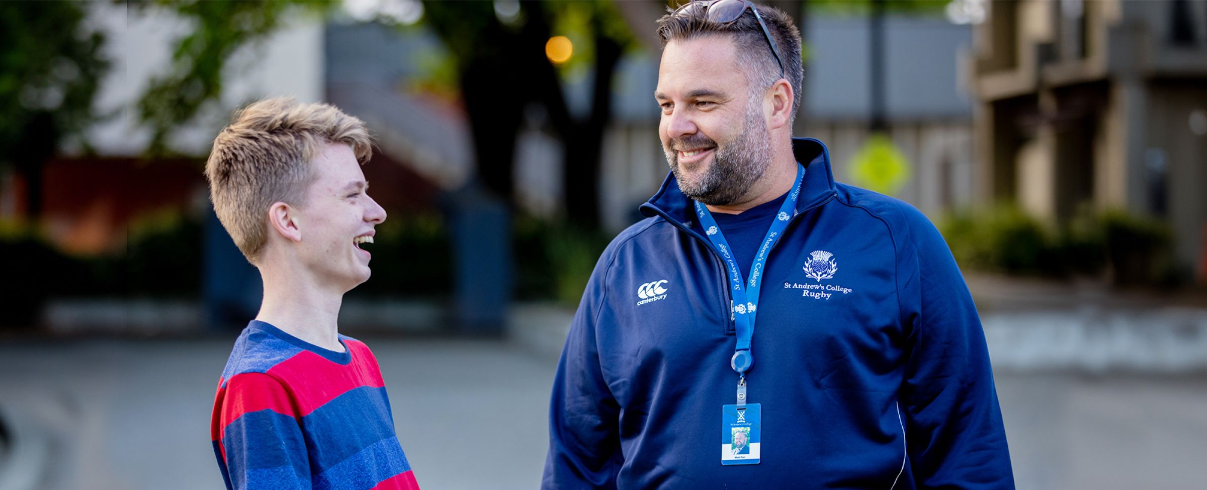 Director of Boarding talking with a student.