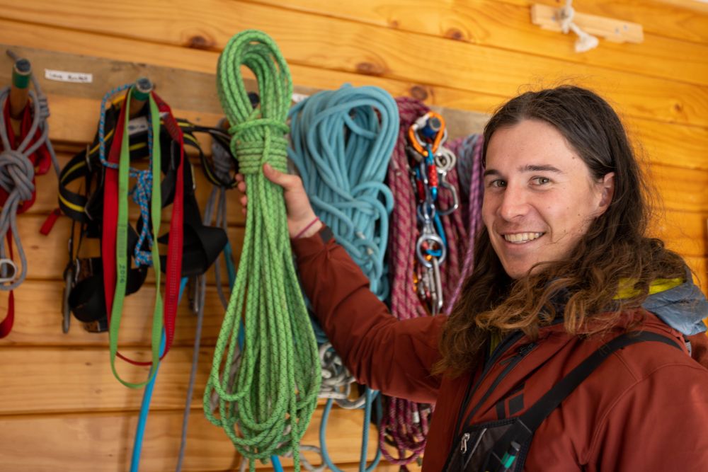 Castle Hill instructor with climbing gear
