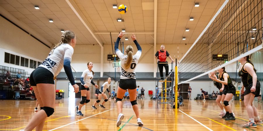 St Andrew's Junior Volleyball game throwing ball