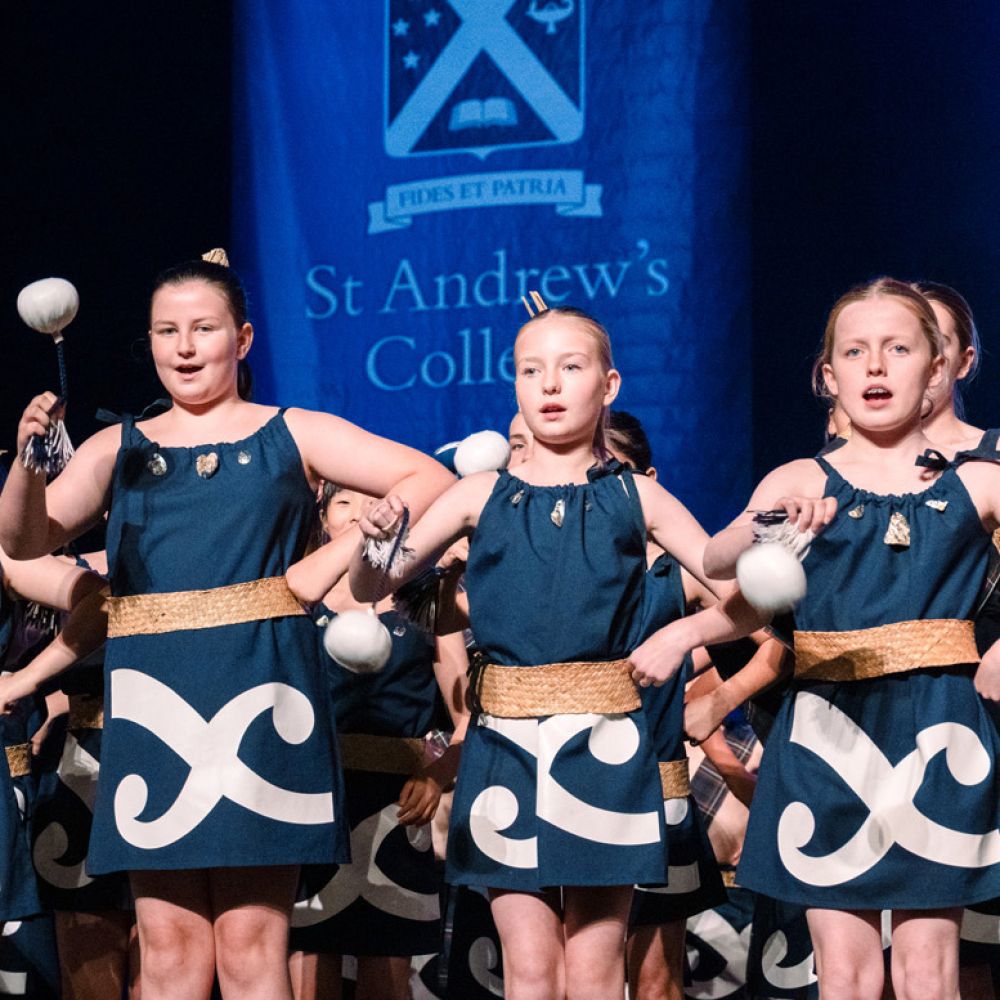 St Andrew's College Preparatory School students performing kapa haka at the 2025 Prizegiving.
