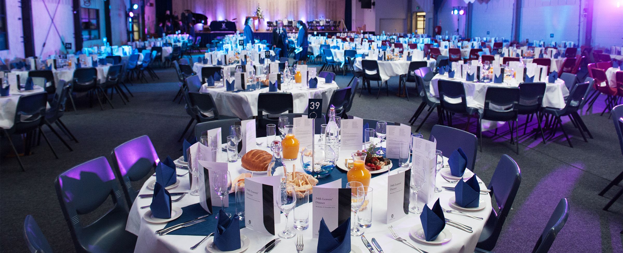 Gym 1 set up for an evening event.