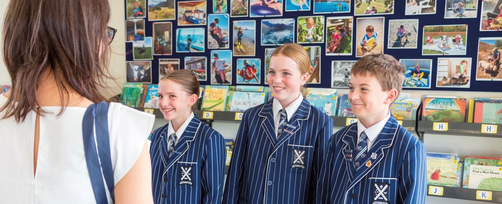 Year 8 students giving a tour on Open Day.
