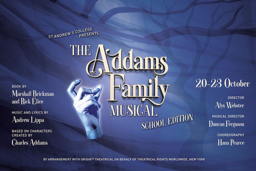 St Andrew's College Middle School Production 2026 poster, The Addams Family Musical - School Edition