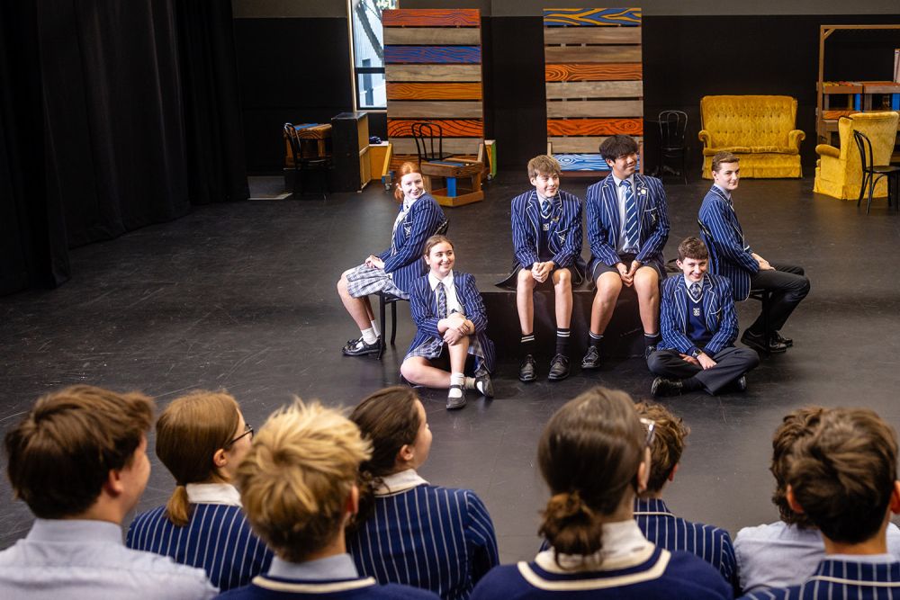 St Andrew's College students at the Blair Gough Drama Studio - Ngā Toi Performing Arts Centre