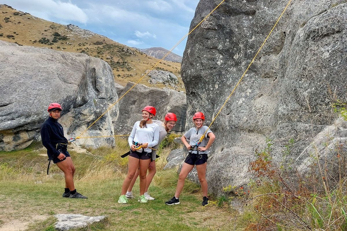 Students on camp at Castle Hill.