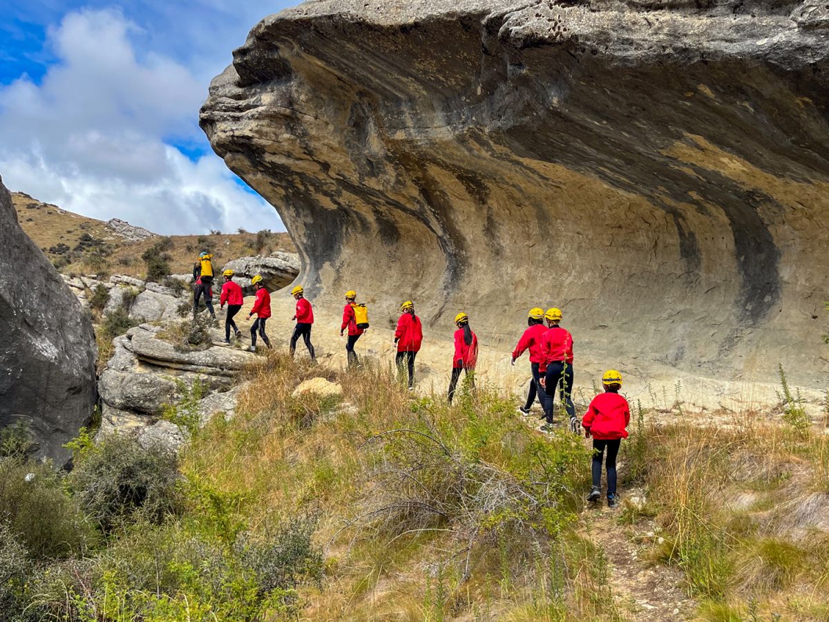 St Andrew's College students on camp at Kura Tawhiti Castle Hill.