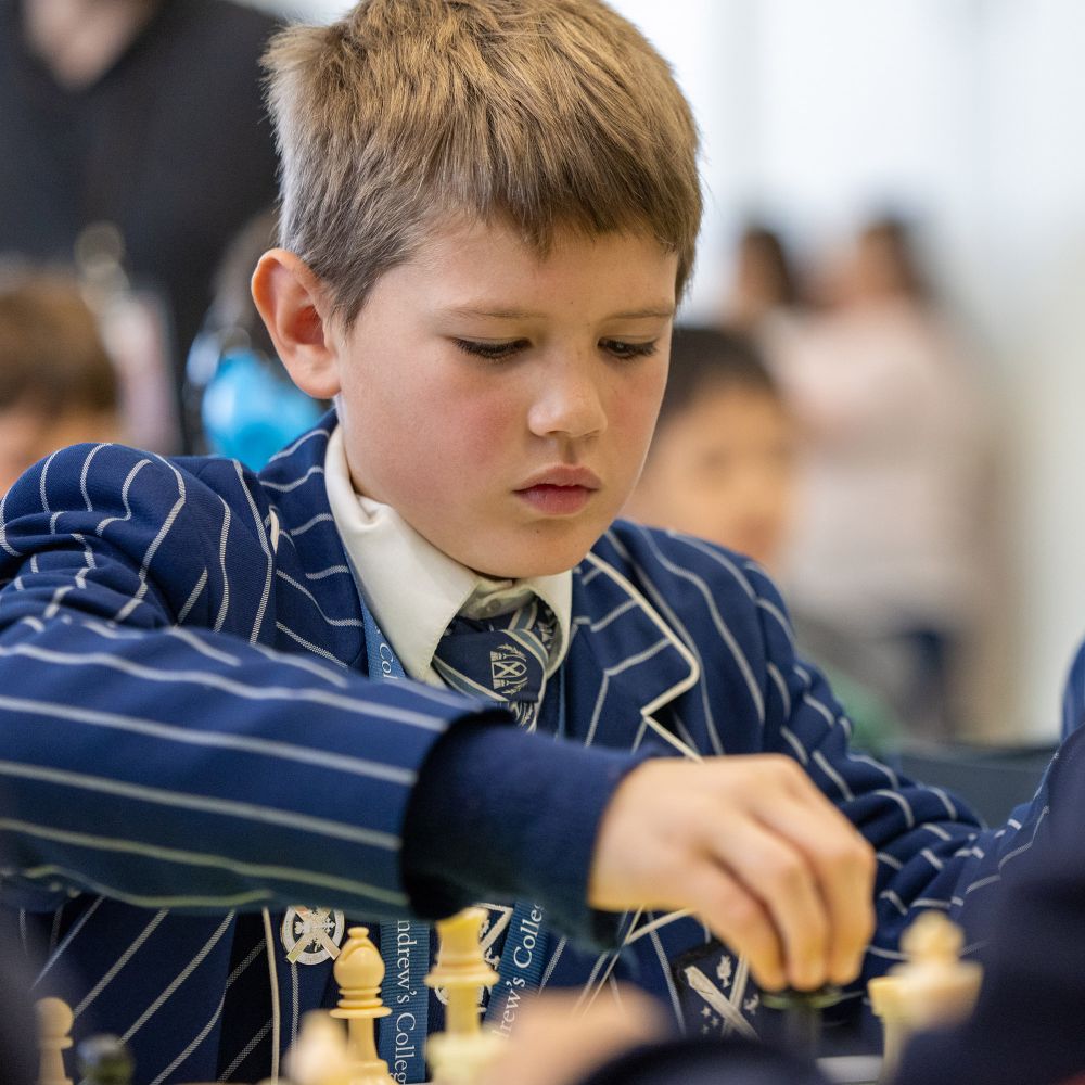 Preparatory student playing chess