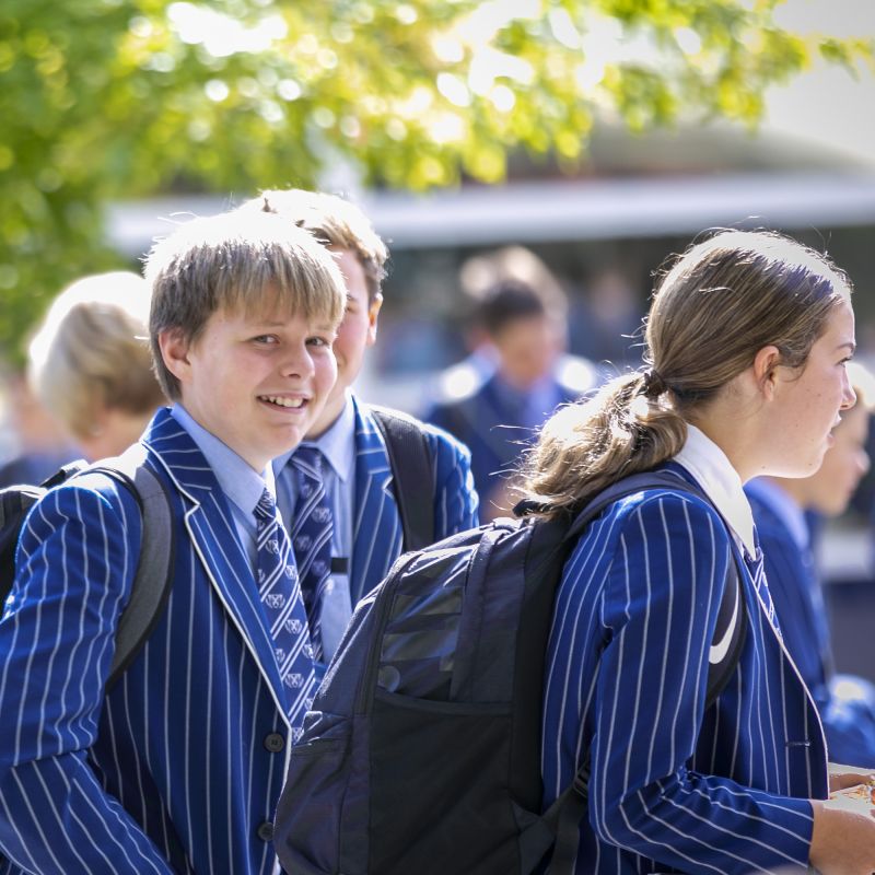 Middle School students in the quad.