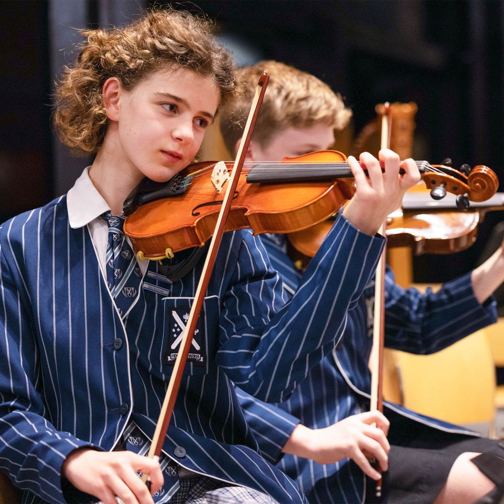 Close up of Preparatory orchestra performing