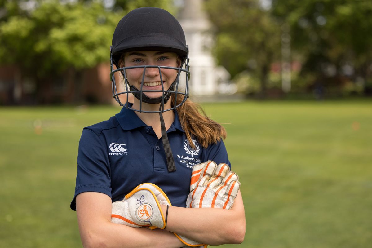 Preparatory girls cricket outside Strowan House.