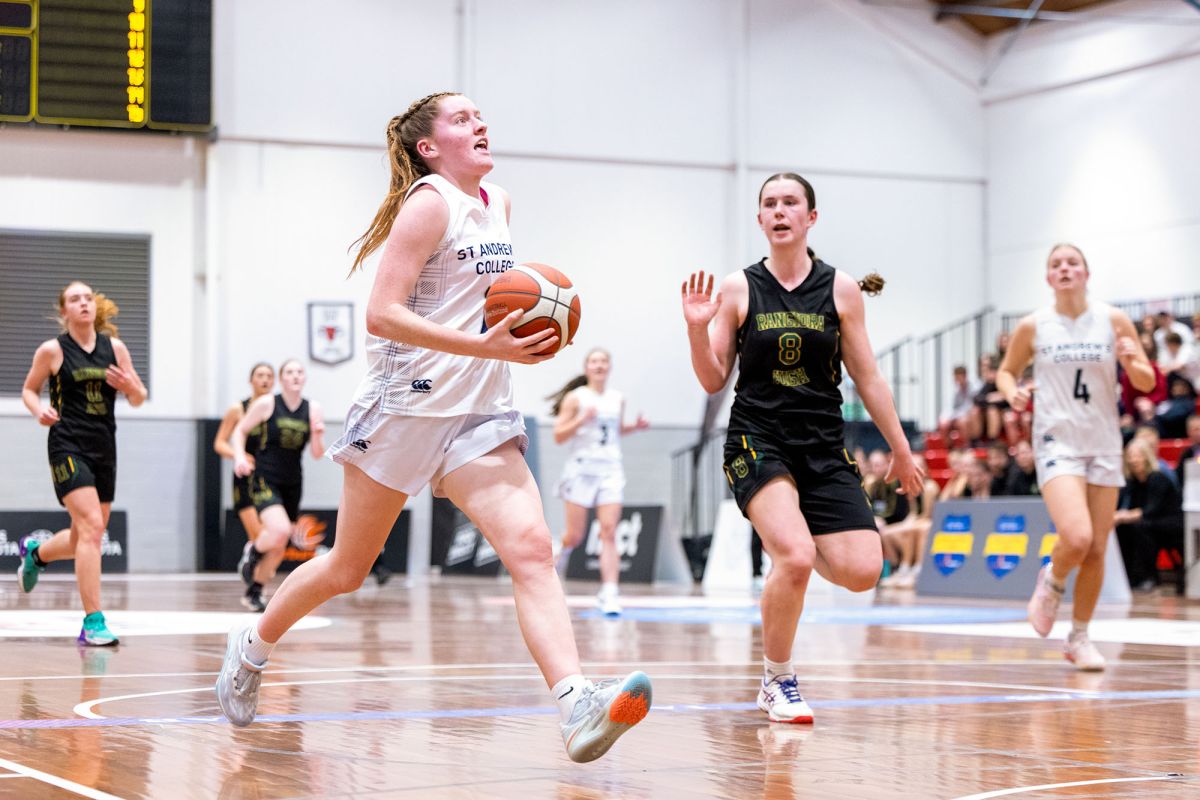 Senior girls basketball game.