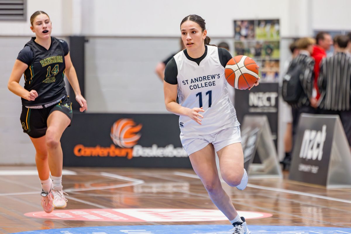 Senior girls basketball game.