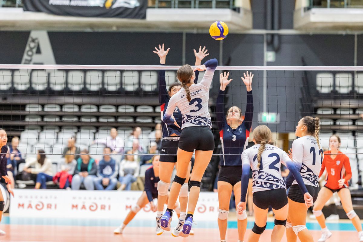 Senior girls volleyball game.