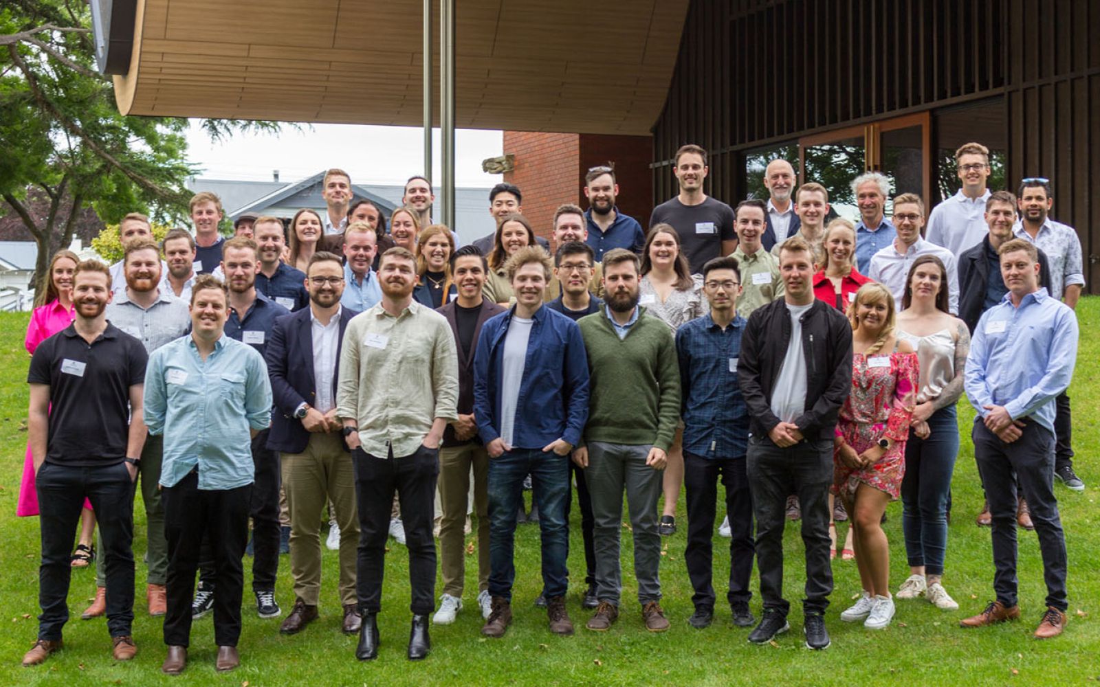 Old Collegians gathered in front of Centennial Chapel for 10 Years On Reunion