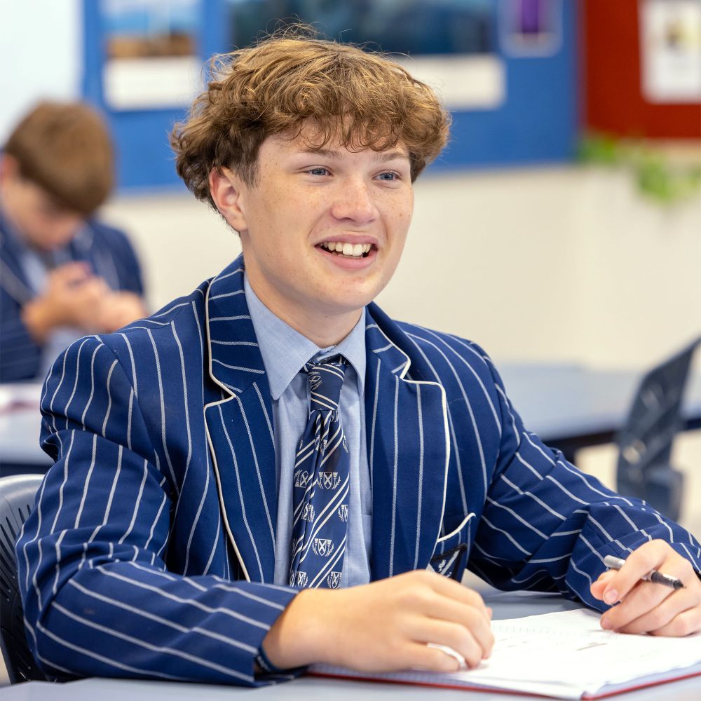 Middle School student in class.