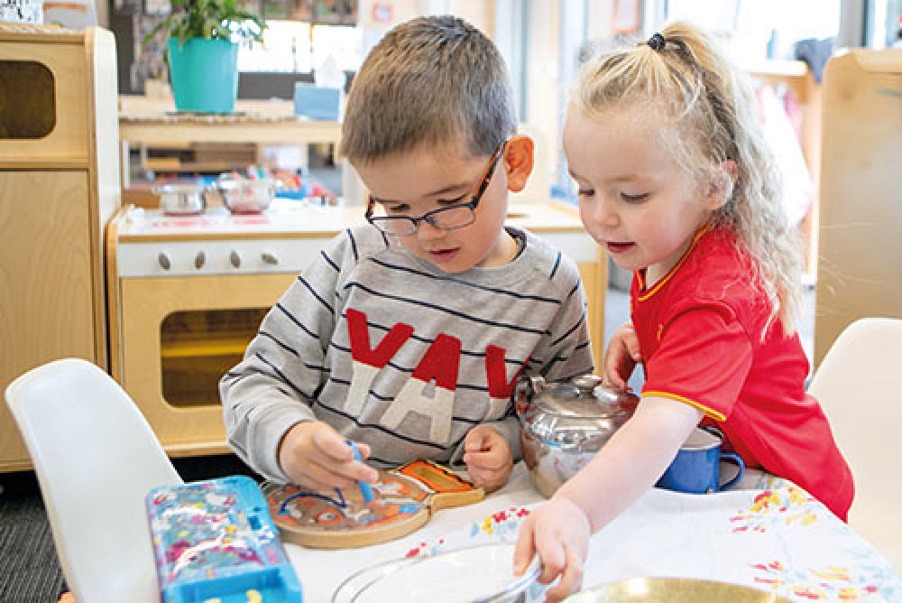 Children playing in the pre-school.