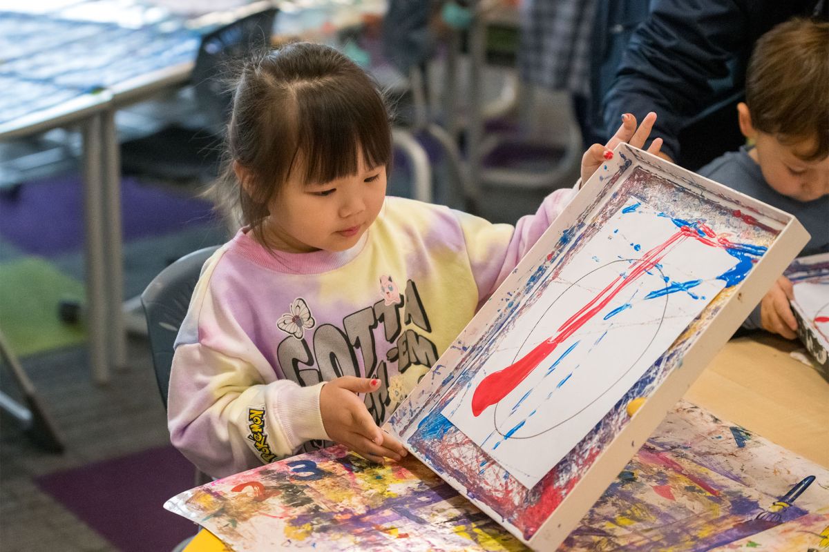 Pre-school children doing art.