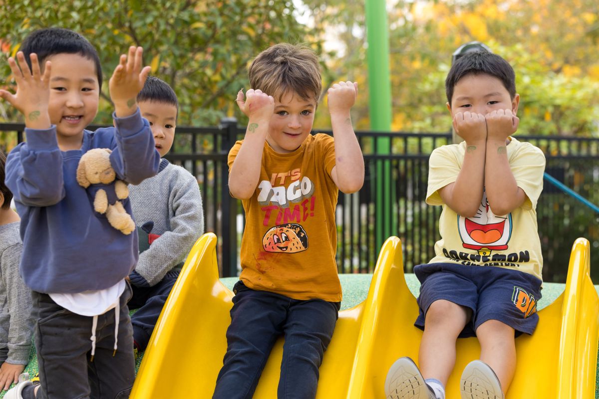 Pre-school children in their playground.
