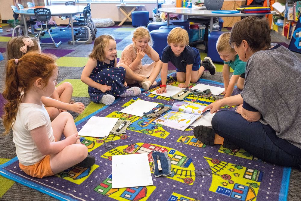 Children in the new entrant Preparatory School classroom.
