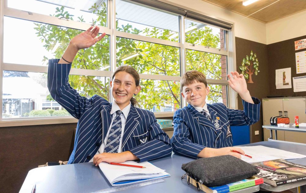 Two St Andrew's College Preparatory School students in class
