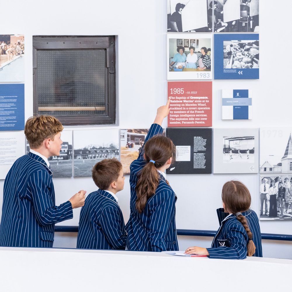 Preparatory students in the Senior College foyer