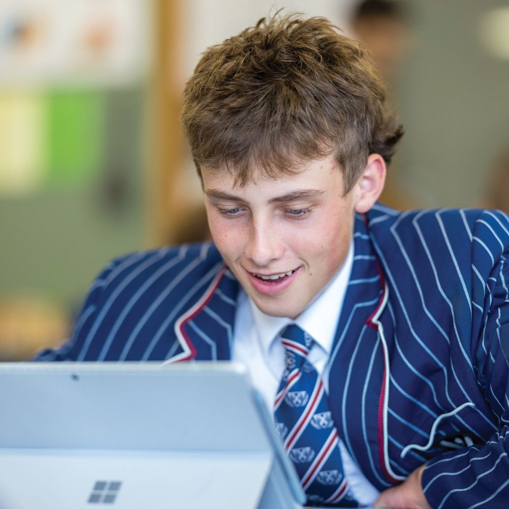 Senior College student in class.