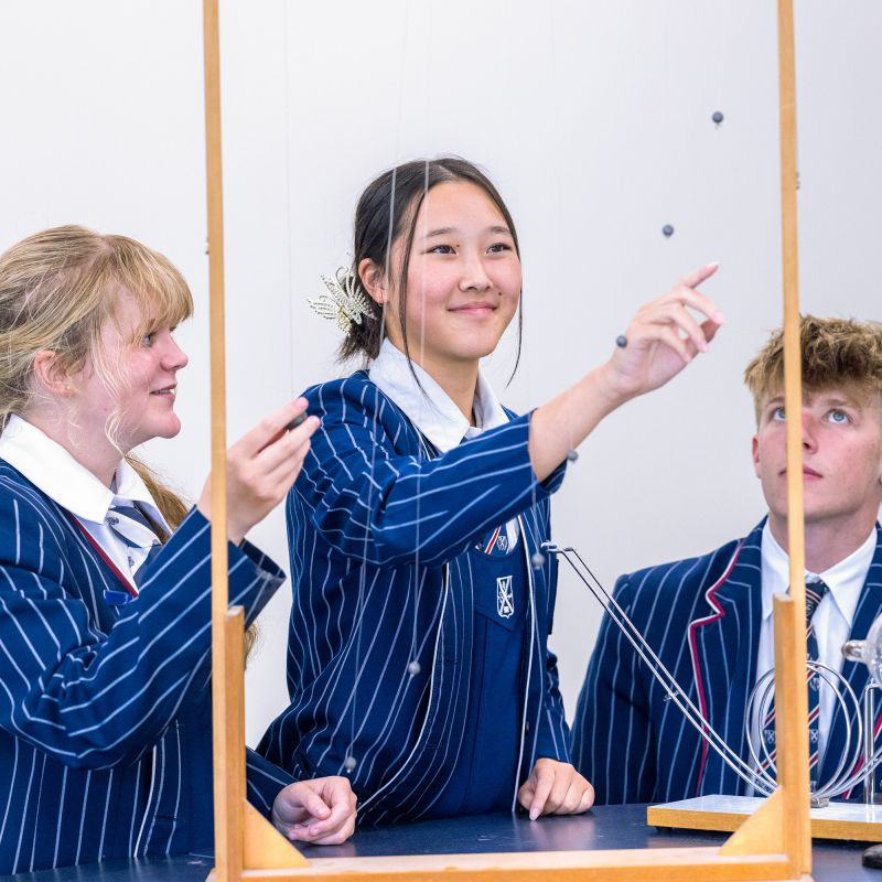 Senior College students in a science class.