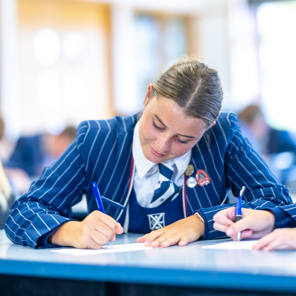 Senior College student in class.