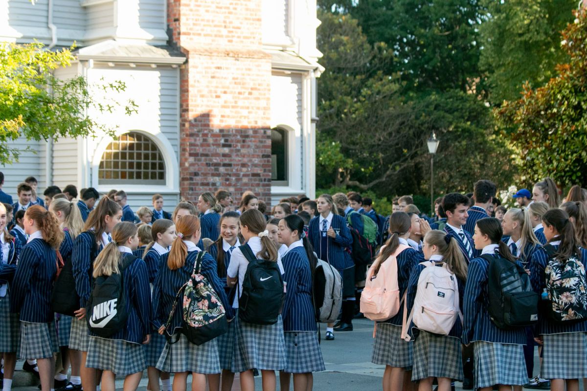 Year 9 students gathering on their first day of school
