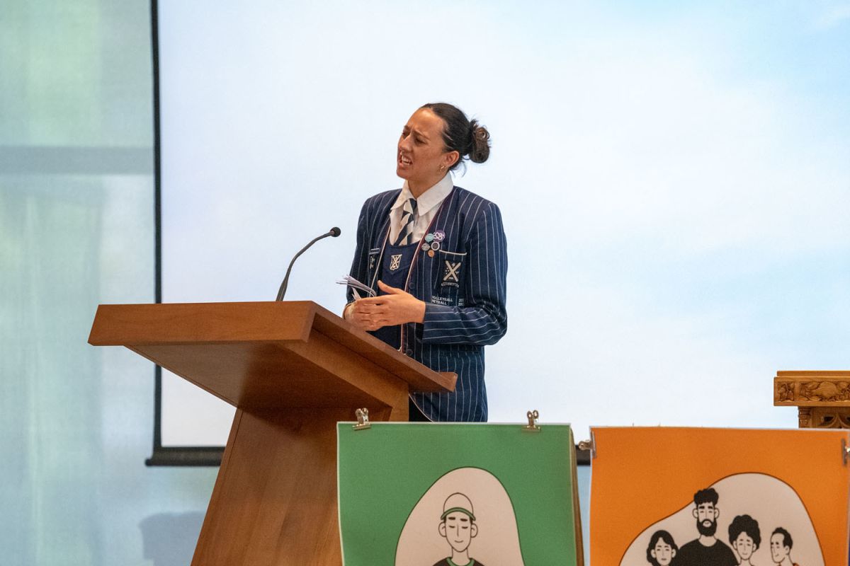 student speaker at mahia te aroha