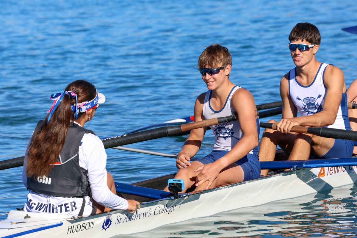 Rower smiling and looking relaxed